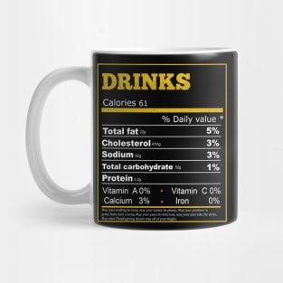 Funny Drinks Nutrition Facts Label Thanksgiving Dinner Mug